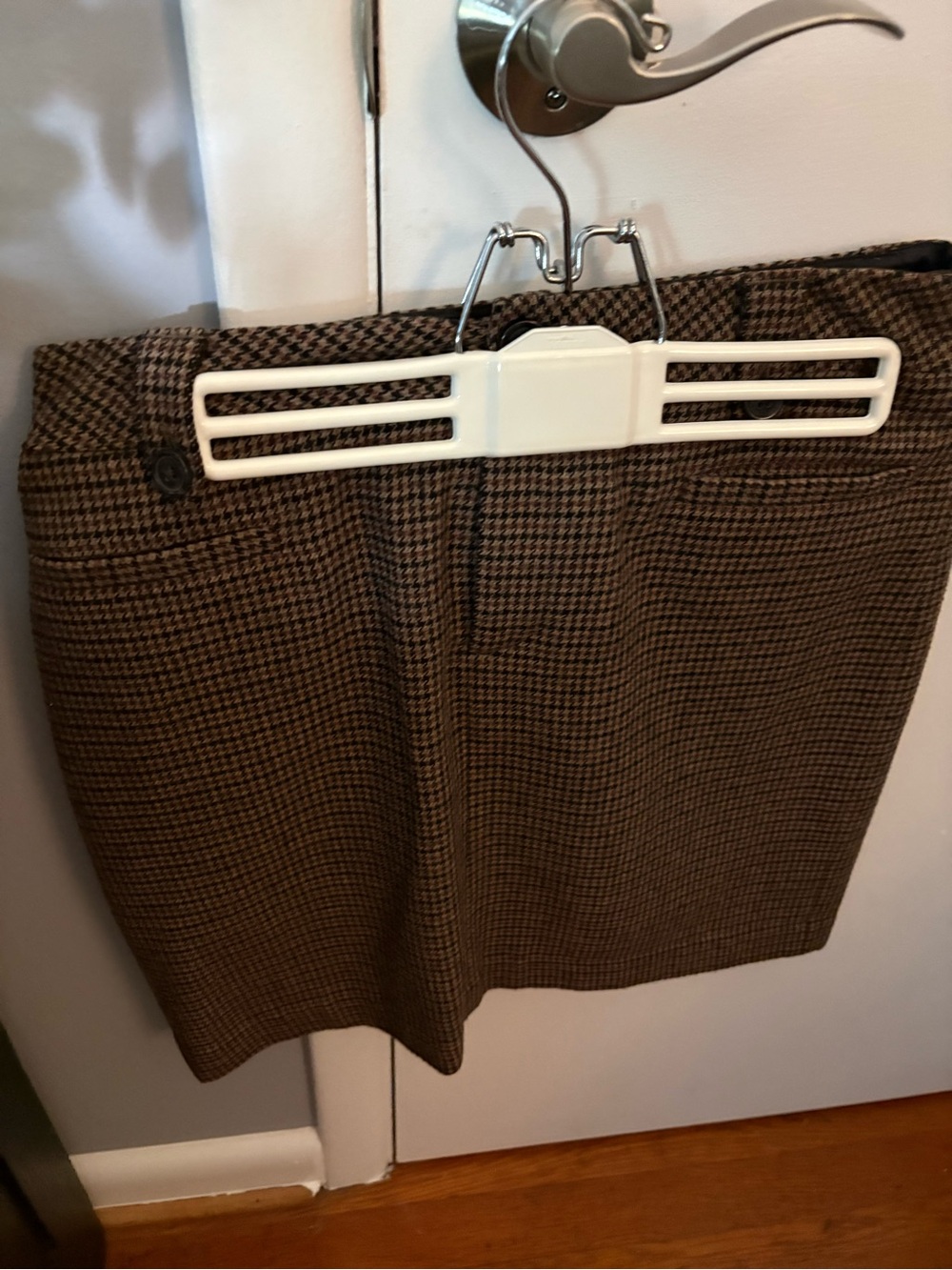 Classic Brown Houndstooth Pencil Skirt - Women